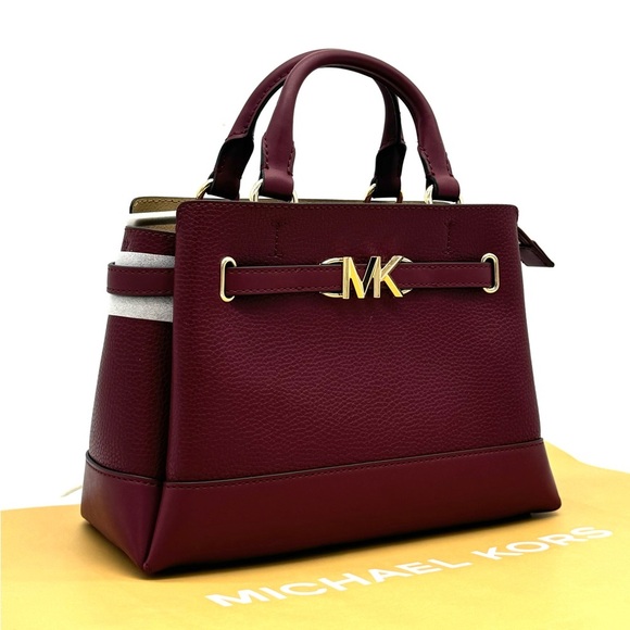Michael Kors Reed Small Satchel Crossbody Bag Dark Cherry - Picture 3 of 11